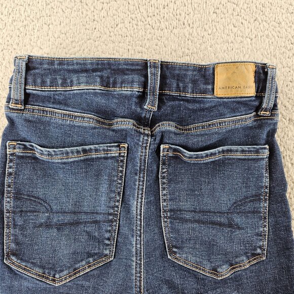 American Eagle Shorts Womens 2 Short Super High Rise Cut Off Distressed Denim - Picture 15 of 16